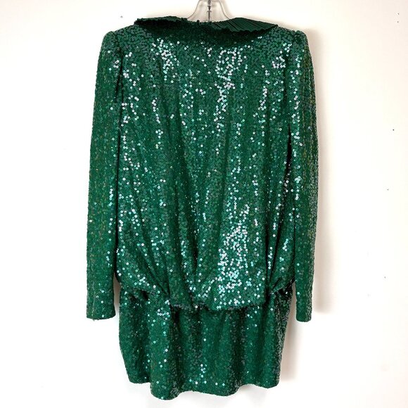 Emerald Green Sleeveless Sequin Dress W/Matching Jacket - Picture 5 of 15
